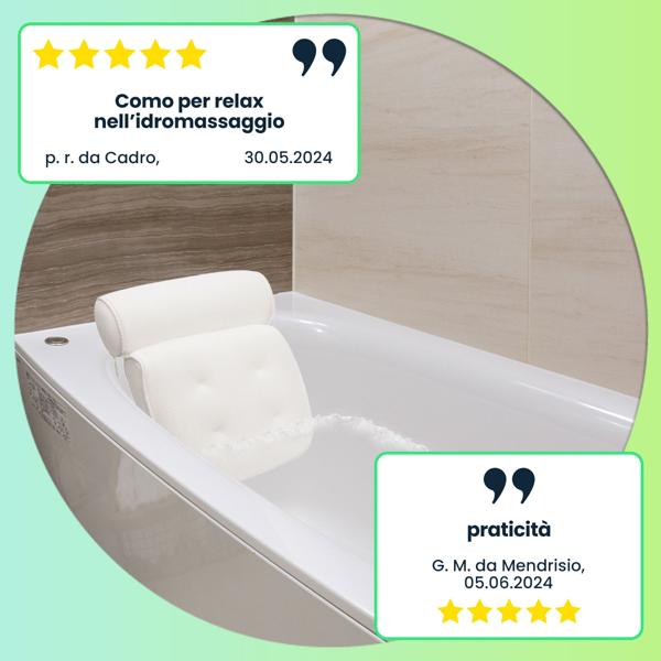 Morbido cuscino da bagno con 2 camere, ventose, 37 x 36 x 9 cm