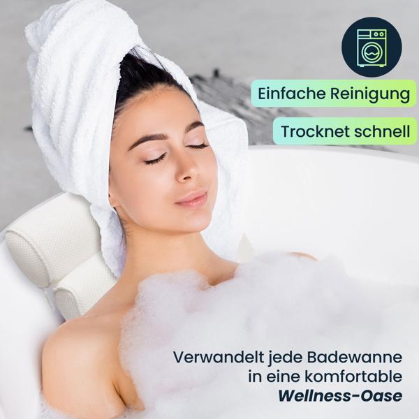 Luxuriöses Badewannen-Kissen für pure Entspannung - Ergonomische 2-Kammer-Nackenstütze - Das Wohlfühlkissen für Ihr Bad