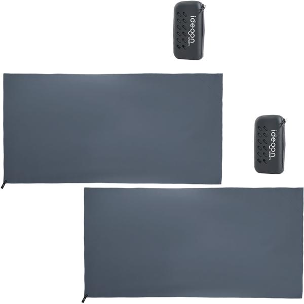 2er-Set Microfaser Handtuch 200x100 cm in Anthrazit, grosses Sporthandtuch schnelltrocknend & ultraleicht, Reisehandtuch inklusive Aufbewahrungsbox