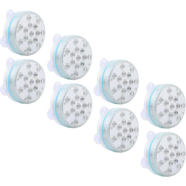 8er-Set Multicolor-LED-Unterwasserleuchte, mit Fernbedienung - Wasserdichte Pool Beleuchtung mit starken Saugnäpfen – Deko für Badewanne, Teich, Aquarium