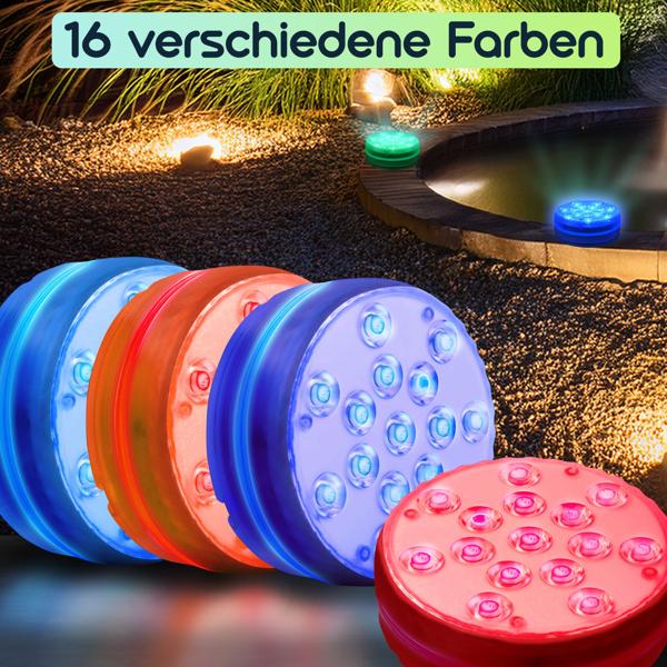 8er-Set Multicolor-LED-Unterwasserleuchte, mit Fernbedienung - Wasserdichte Pool Beleuchtung mit starken Saugnäpfen – Deko für Badewanne, Teich, Aquarium