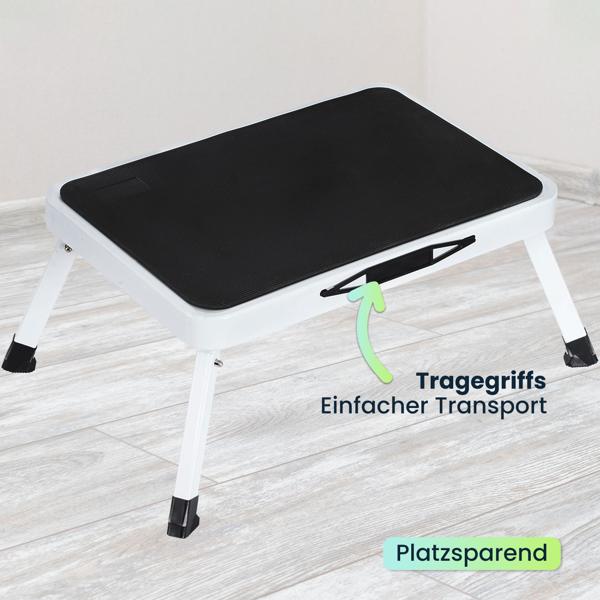 Küchenleiter 2 Stufen & Tritthocker Set – Klappbar, 150 kg belastbar, rutschfeste Trittflächen, platzsparendes Steighilfen-Duo aus stabilem Stahl