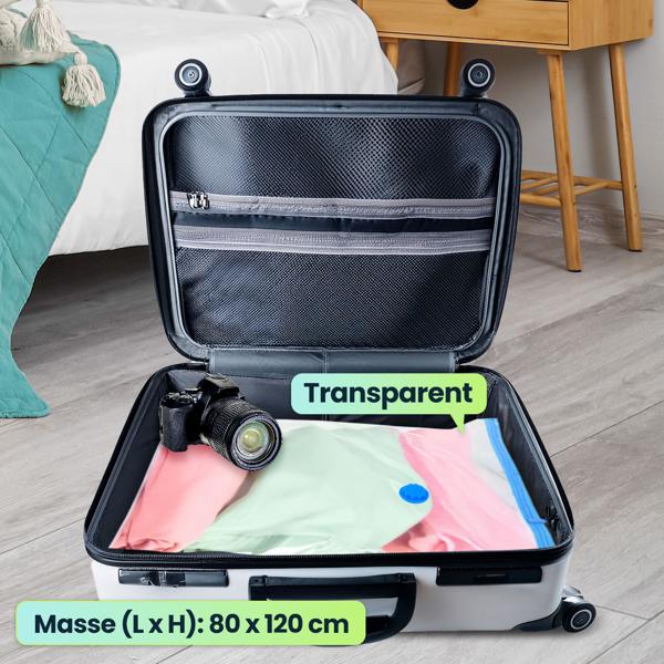 9er-Set platzsparende Vakuumbeutel XL, 80 x 120 cm, Kompression mit dem Staubsauger, Aufbewahrungssäcke, Kleiderbeutel ohne Staub oder Falten 