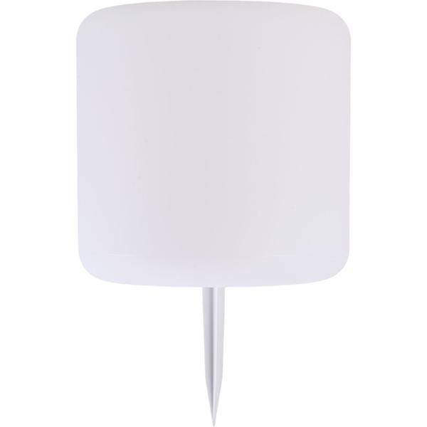 Moderna lampada da tavolo LED solare cilindrica e lampada da giardino con picchetto, cambio colore RGBW, ricaricabile via USB, IP44 resistente alle intemperie – ideale per il tuo giardino