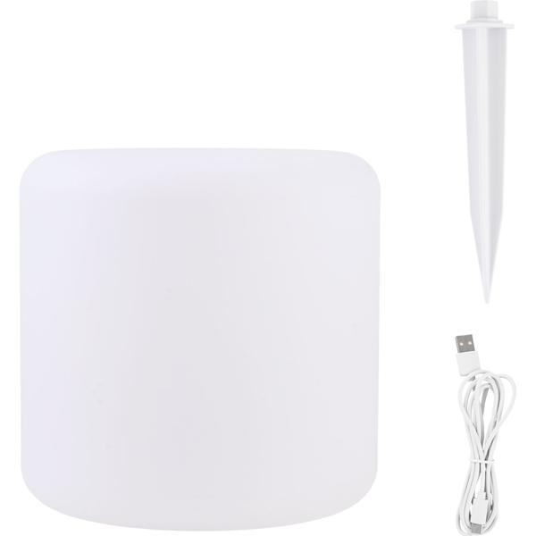 Moderna lampada da tavolo LED solare cilindrica e lampada da giardino con picchetto, cambio colore RGBW, ricaricabile via USB, IP44 resistente alle intemperie – ideale per il tuo giardino