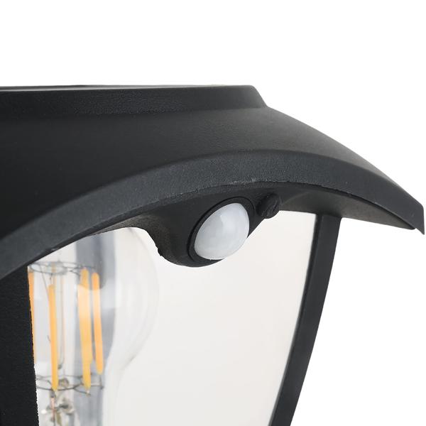 Solar-LED-Gartenlaterne mit PIR Bewegungssensor 90° & 6m Reichweite, IP44 Wasserfest, E27 Filament Lampe, 3 Modi, 111,5 cm, Aussenleuchte