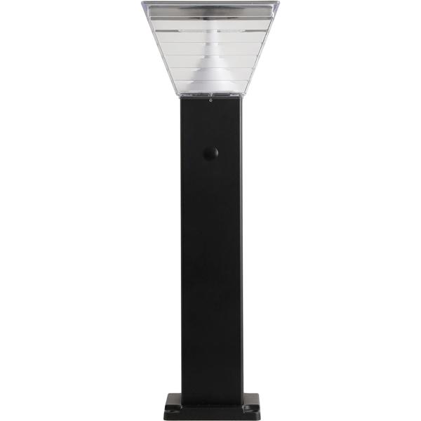 Borne solaire extérieure en aluminium noir, 60 cm, 300 lm, IP65, résistante aux intempéries, éclairage à 360°, 2 couleurs de lumière et modes d’éclairage