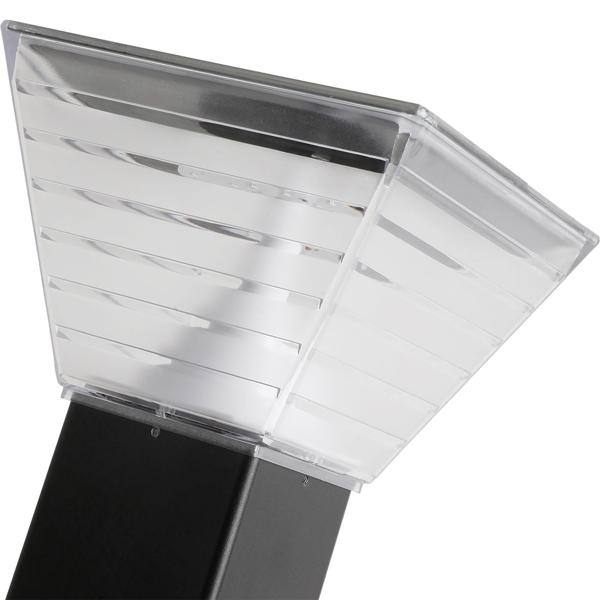 Borne solaire extérieure en aluminium noir, 60 cm, 300 lm, IP65, résistante aux intempéries, éclairage à 360°, 2 couleurs de lumière et modes d’éclairage