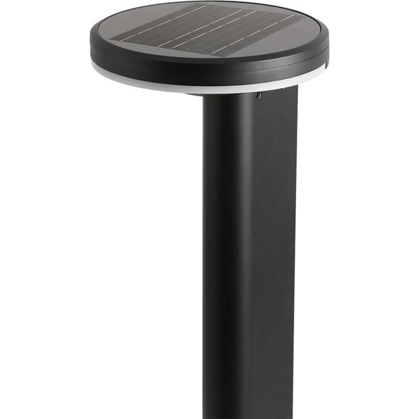 Borne solaire extérieure en aluminium noir, 300 lm, LED SMD, capteur de luminosité, 2 modes d’éclairage – lampe de jardin moderne et résistante aux intempéries
