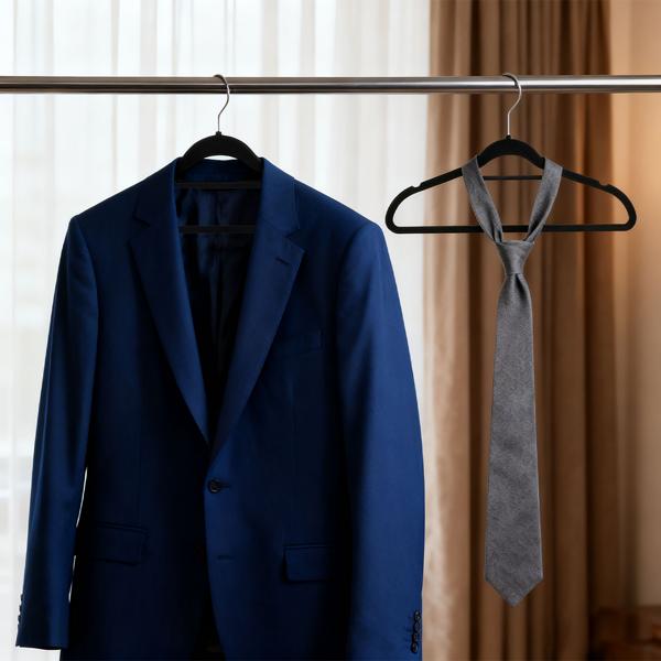 Appendiabiti premium, set da 10, con gancio girevole a 360 gradi, rivestimento antiscivolo e supporto extra per cravatte, cinture o sciarpe, salvaspazio