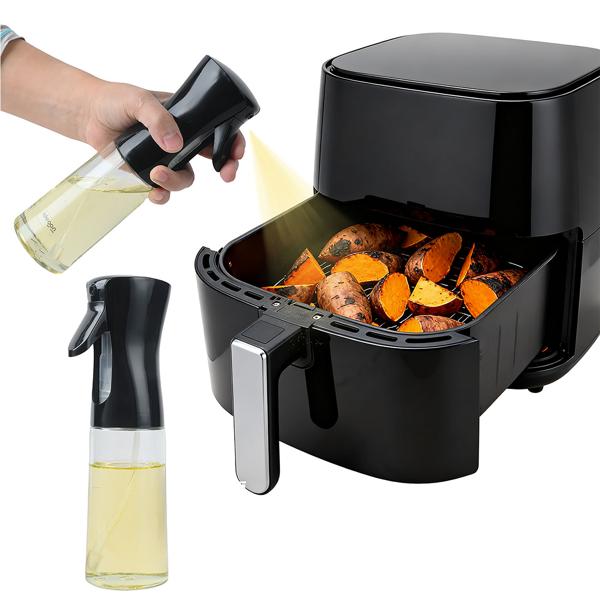 Set di 2 spruzzatori per olio premium & nebulizzatori per aceto in vetro da 200 ml ciascuno – Ideali per friggitrice ad aria calda, insalate & grigliate – Elegante flacone spray 6x20 cm per una cucina sana ogni giorno