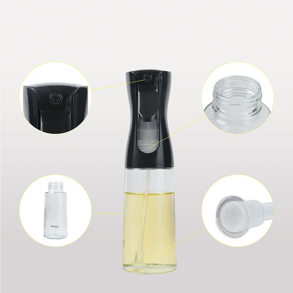 Set di 2 spruzzatori per olio premium & nebulizzatori per aceto in vetro da 200 ml ciascuno – Ideali per friggitrice ad aria calda, insalate & grigliate – Elegante flacone spray 6x20 cm per una cucina sana ogni giorno