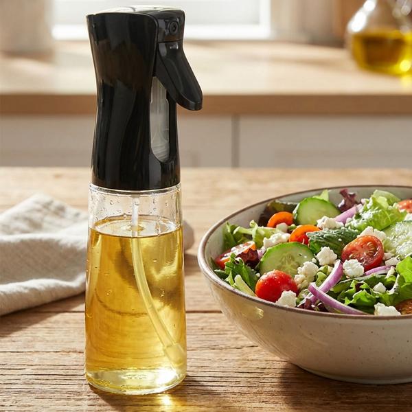 Set di 2 spruzzatori per olio premium & nebulizzatori per aceto in vetro da 200 ml ciascuno – Ideali per friggitrice ad aria calda, insalate & grigliate – Elegante flacone spray 6x20 cm per una cucina sana ogni giorno