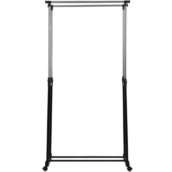 Portant à vêtements mobile avec double tringle – largeur 80 cm – hauteur réglable de 90 à 160 cm – Portant de garde‑robe stable pour vos vêtements