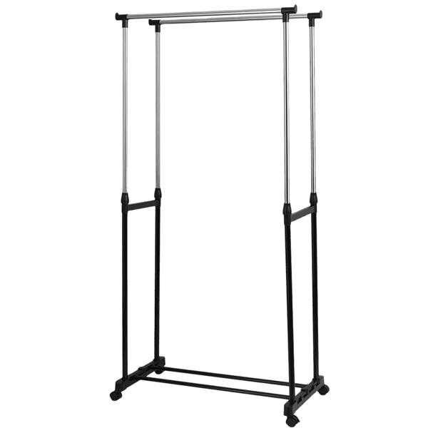 Portant à vêtements mobile avec double tringle – largeur 80 cm – hauteur réglable de 90 à 160 cm – Portant de garde‑robe stable pour vos vêtements