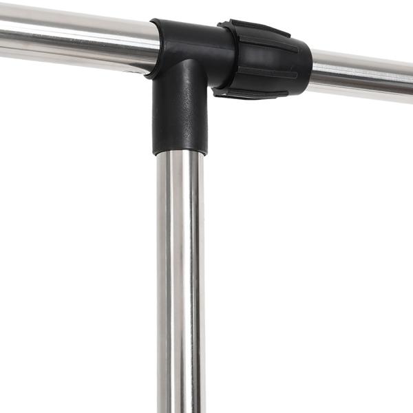 Portant à vêtements mobile avec double tringle, extensible et réglable en hauteur – portemanteau sur roulettes avec étagère à chaussures et ailes latérales de suspension