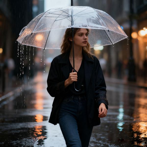 Transparenter Regenschirm mit Automatik, 85 cm Durchmesser, klarer Glockenschirm für Damen & Herren, robuster Stockschirm mit Einhand-Öffnung