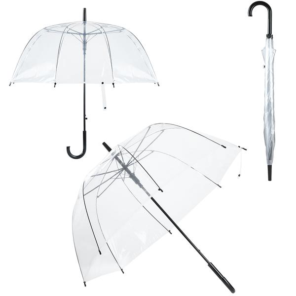 Transparenter Regenschirm mit Automatik, 85 cm Durchmesser, klarer Glockenschirm für Damen & Herren, robuster Stockschirm mit Einhand-Öffnung