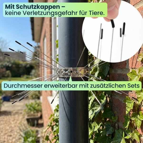 Effektiver Marder-Abwehrgürtel 2er Set aus Edelstahl, Kletterschutz für Regenrohre und Bäume, Abwehr gegen Waschbären & Katzen, leichte Montage
