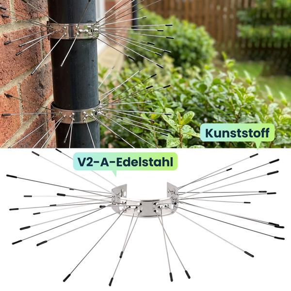 Effektiver Marder-Abwehrgürtel 4er Set aus Edelstahl, Kletterschutz für Regenrohre und Bäume, Abwehr gegen Waschbären & Katzen, leichte Montage
