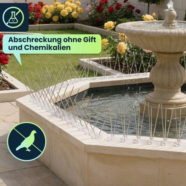 Effektive 5er-Set Taubenabwehr Spikes, 3-reihig Edelstahl, 2,5m - individuell anpassbar - Robuste Abwehr-Spitzen für optimalen Vogelschutz