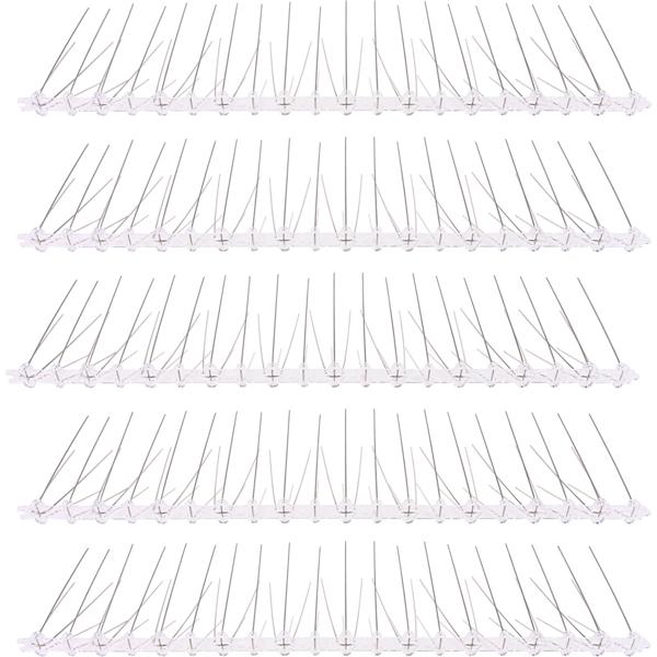 Lot efficace de 5 bandes de pics anti-pigeons, 3 rangées de pointes en acier inoxydable, 2,5 m – longueur adaptable – pointes robustes pour une protection optimale contre les oiseaux