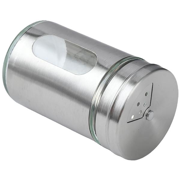 Elegante spargispezie in acciaio inox con finestra di ispezione, set da 6, barattolo da 94 ml per spezie, erbe, sale, pepe, spargitore con 3 dimensioni di fori regolabili