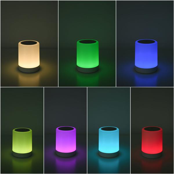 Lampada da tavolo ricaricabile con comando touch, 6 colori di luce e bianco caldo, comoda ricarica USB‑C, pratica maniglia integrata per appenderla