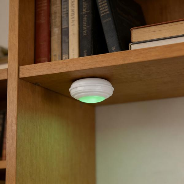 4er-Set LED Push-Lichter mit Fernbedienung: 12 Farben, Farbewechsel - Klebe-Leuchten für Schrank, Regale, Vitrine - Nachtlicht dimmbar mit Timer