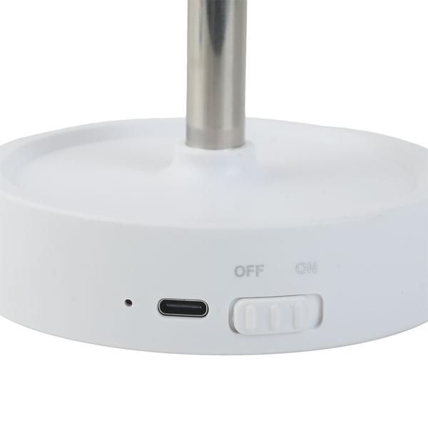 2er-Set Edle LED Tischleuchte dimmbar & aufladbar: Akku Nachttischlampe modern, Höhe verstellbar, warmweiss - kabellose Leselampe in Edelstahl-Design