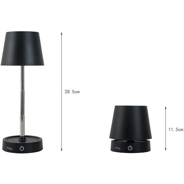 2er-Set Edle LED Tischleuchte dimmbar & aufladbar: Akku Nachttischlampe modern, Höhe verstellbar, warmweiss - kabellose Leselampe in Edelstahl-Design