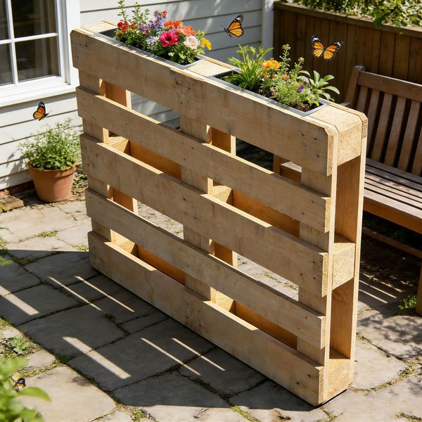 6er-Set Premium Pflanzkasten für Europaletten aus verzinktem Metall, Paletteneinsatz mit 3 Ablauflöchern, Blumenkasten für Palettenmöbel, Silber