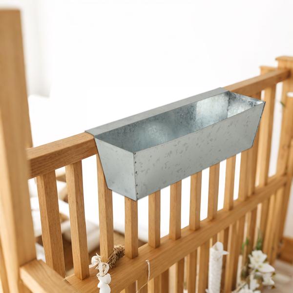 6er-Set Premium Pflanzkasten für Europaletten mit Hängeschiene aus verzinktem Metall,  Paletteneinsatz & Balkonkasten für Geländer bis 2,5 cm Breite, Silber