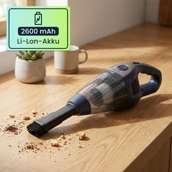 Akku Handstaubsauger 15000Pa stark – Beutelloser Tischstaubsauger leise mit Brushless Motor für Auto, Tastatur, u.v.m. - inklusive Zubehör