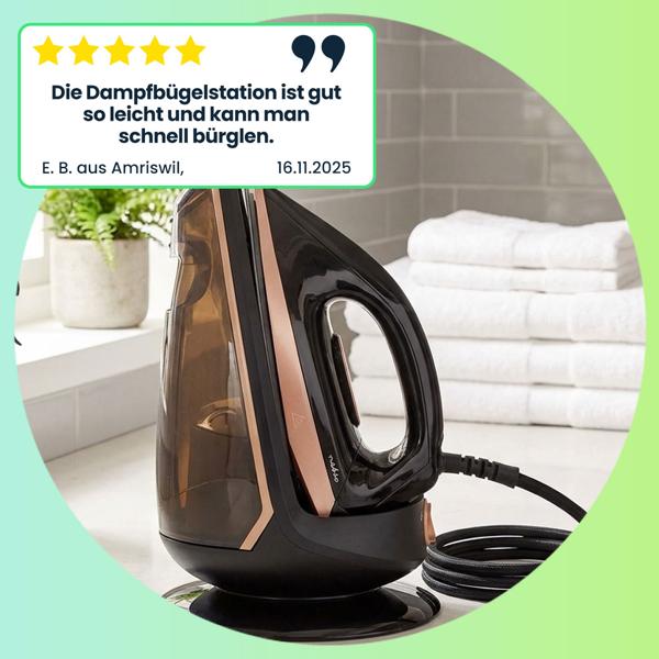 Leistungsstarke Dampfbügelstation, 7 Bar, 2400W, schwarz – Keramik Bügelsohle, Anti-Kalk, Selbstreinigung, schnelles & effektives Bügeln