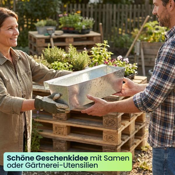 2er-Set Premium Pflanzkasten für Europaletten mit Hängeschiene aus verzinktem Metall,  Paletteneinsatz & Balkonkasten für Geländer bis 2,5 cm Breite, Silber