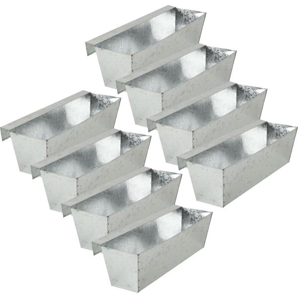 8er-Set Premium Pflanzkasten für Europaletten mit Hängeschiene aus verzinktem Metall,  Paletteneinsatz & Balkonkasten für Geländer bis 2,5 cm Breite, Silber