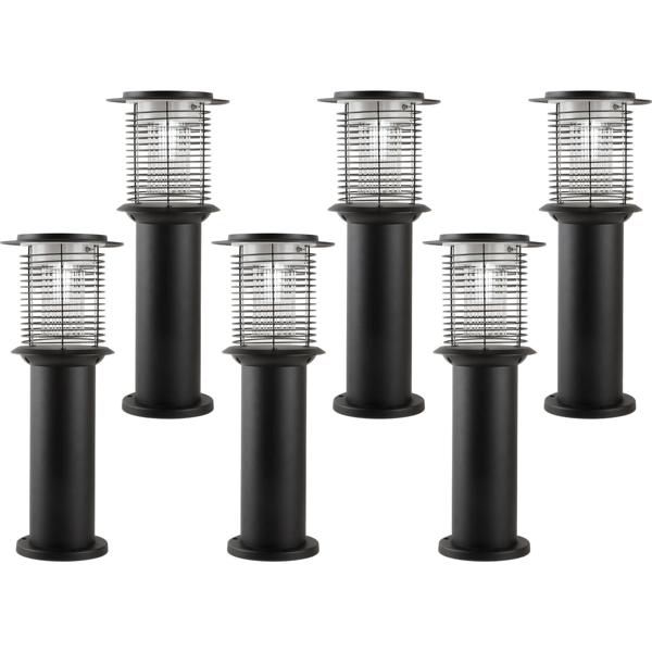 6 lampes de jardin solaires en acier inoxydable avec destructeur de moustiques, balises LED 2 en 1, lumière blanc chaud 300 lm, UV de 15 lm contre les insectes, IP44, 25 x 60 cm