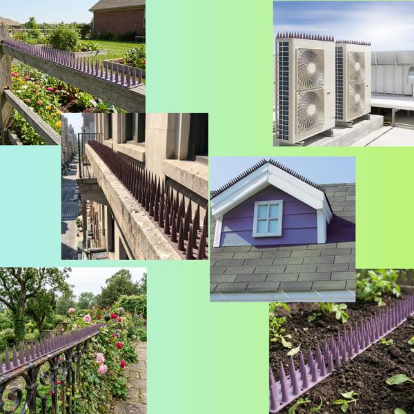 Lot de 12 pics anti-pigeons, bruns, 5,4 m – répulsifs efficaces en polycarbonate – 3 rangées de pointes contre pigeons, mouettes, martres, chats et écureuils