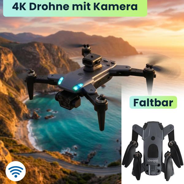 4K Drohne mit Kamera Schwenkbar C0 Zertifiziert Bürstenloser Motor Faltbar GPS Rückkehr Hinderniserkennung Follow-Me Live-Übertragung Waypoint App
