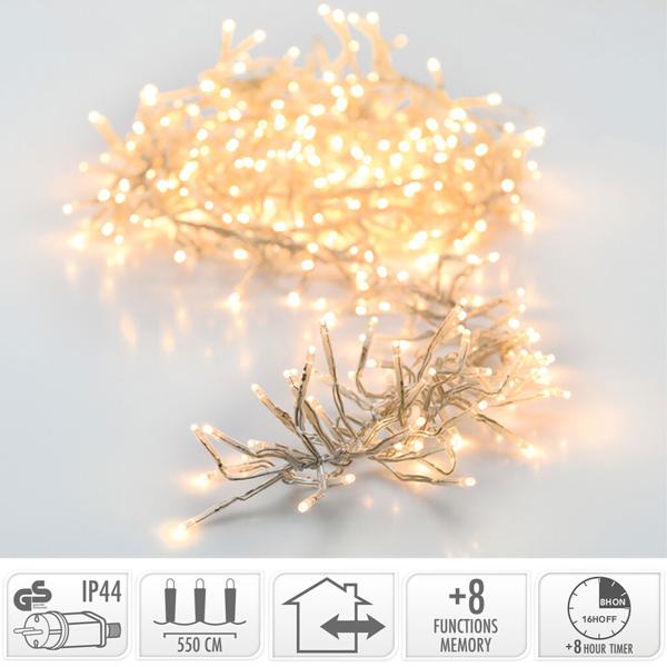 Weihnachts Clusterlichterkette 768 LED Warmweiss – IP44 Aussen & Innen, 5,6m funkelnde Büschellichterkette für gemütliche Atmosphäre