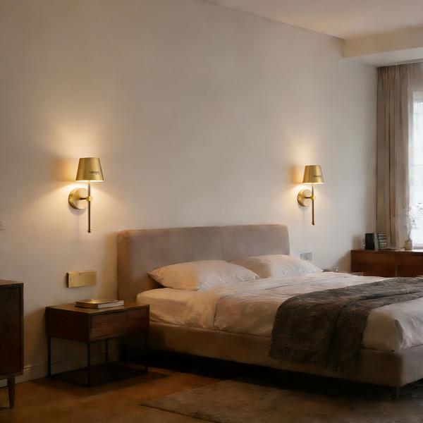 4 appliques LED sans fil avec télécommande – lampes dorées, intensité variable, chargement USB – minuterie et capteur tactile