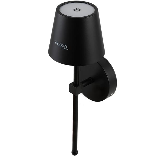 4 appliques LED sans fil avec télécommande – lampes noires, intensité variable, chargement USB – minuterie et capteur tactile