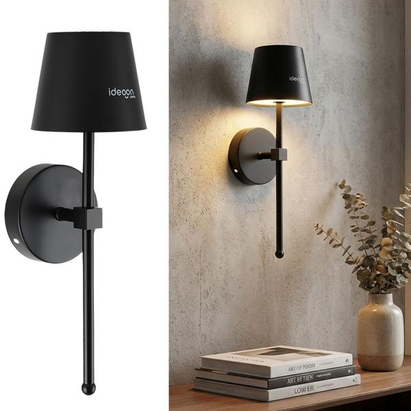 Applique LED sans fil avec télécommande – lampe noire, intensité variable, chargement USB – minuterie et capteur tactile