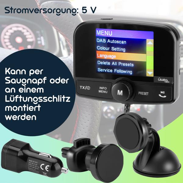 Einfach DAB+ über FM hören - 4in1 Kfz DAB Radio Empfänger mit Bluetooth 5.0, Freisprechanlage & FM Transmitter - Kristallklarer Digital-Sound im Auto