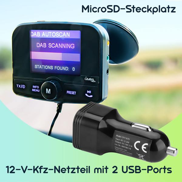 Einfach DAB+ über FM hören - 4in1 Kfz DAB Radio Empfänger mit Bluetooth 5.0, Freisprechanlage & FM Transmitter - Kristallklarer Digital-Sound im Auto