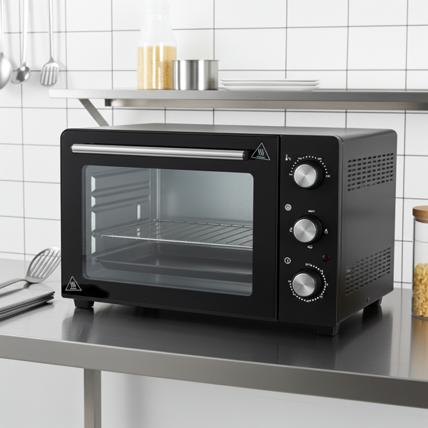 Mini Backofen 30 Liter – 1500W: Kompakter Tischofen mit 230°C und 60 Minuten Timer, inklusive Backblech und Rost