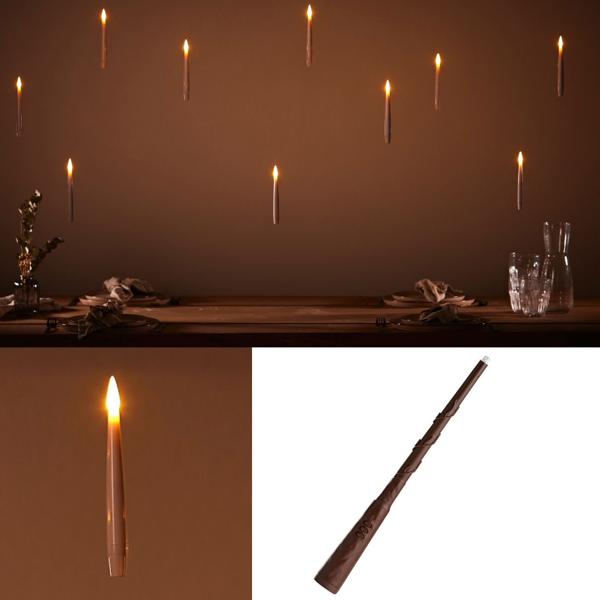 Schwebende LED Kerzen (10er Set) mit Zauberstab-Fernbedienung – Magische Hänge-Deko für Mottoparty, Halloween, Weihnachten – Warmweiss Flackernd