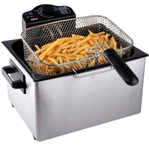 Premium Doppelkorb Fritteuse 5L Edelstahl – 2000W für schnelle, knusprige Ergebnisse - Profi Kaltzonen Fritteuse mit 3 Körben