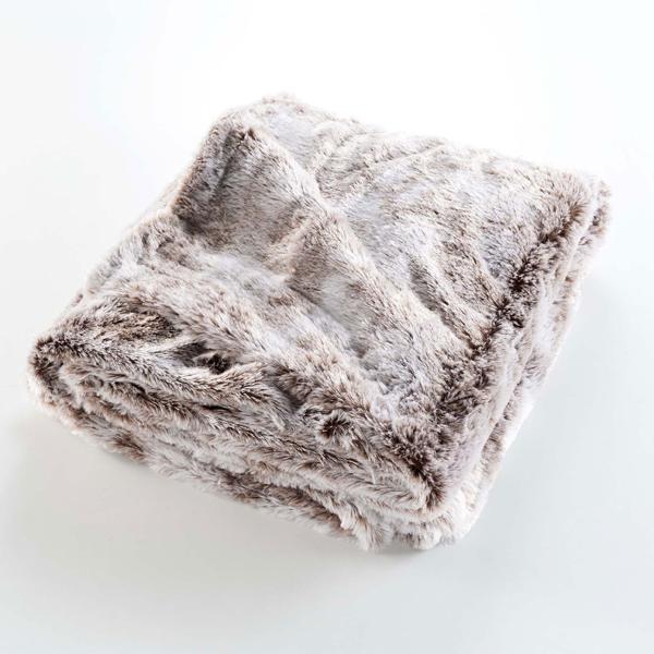 4er-Set Superweiche Kuscheldecken 180 x 220 cm & 125 x 150 cm und 2 Flauschige Dekokissen 45 x 45 cm in Felloptik, Schokobraun - Für Wohlfühl-Momente